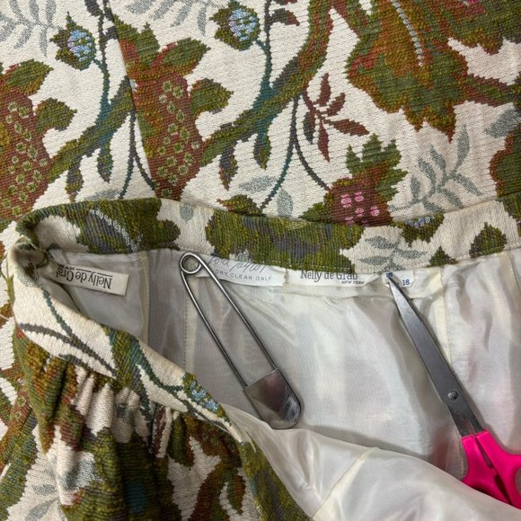 Vintage 70s Tapestry Skirt Women's Medium Floral Carpet Bagger Maxi Boho Nelly D - Picture 10 of 11